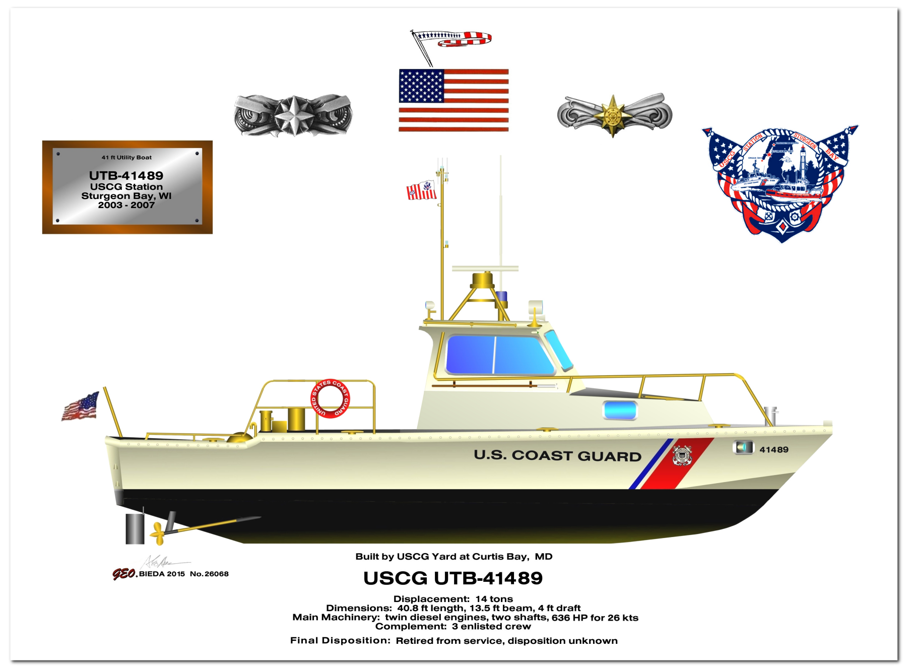 USCG 41 Ft. Utility Boat Profile Drawings by George Bieda 