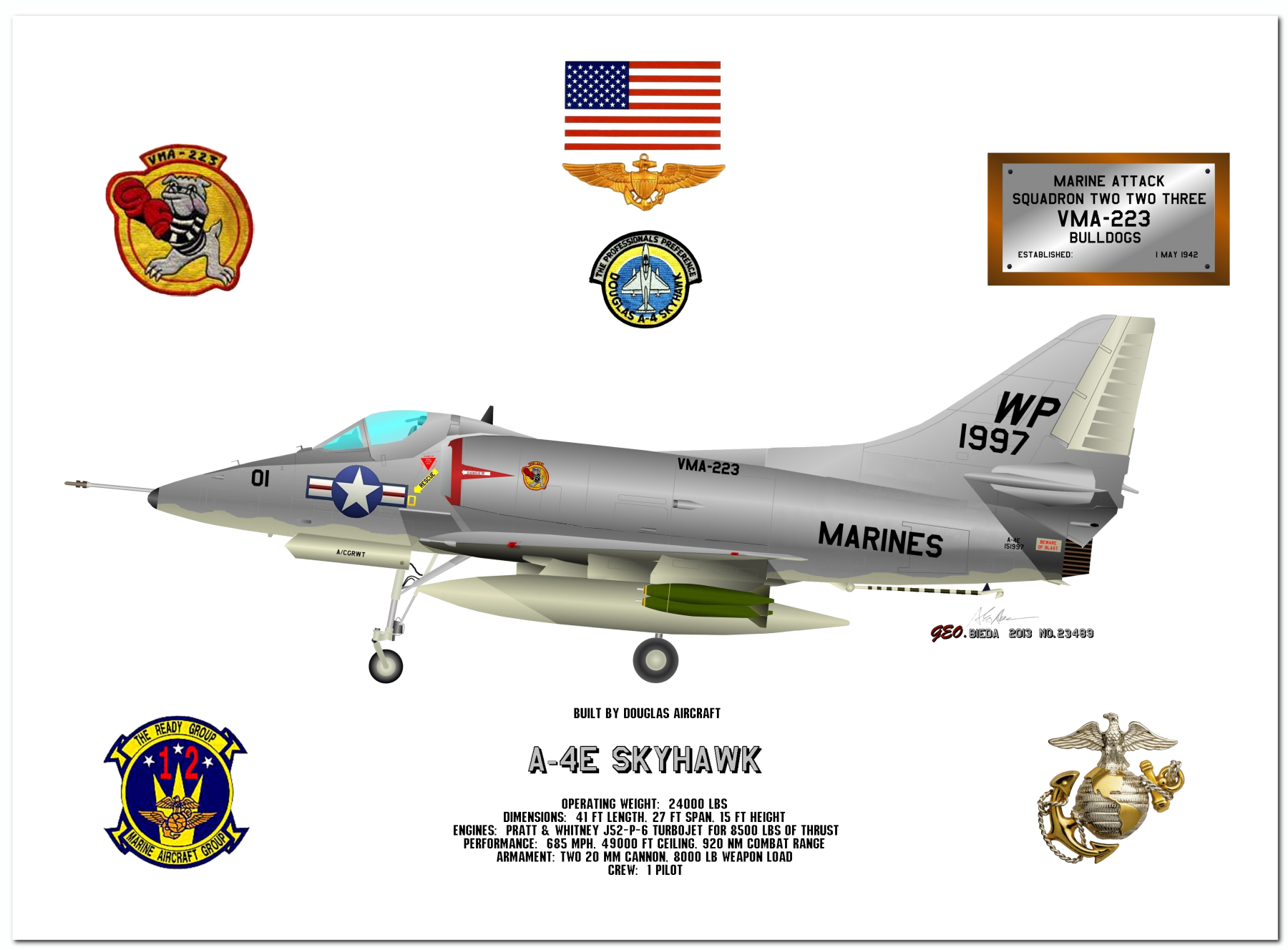 Profile Drawings of the A-4 Skyhawk by George Bieda