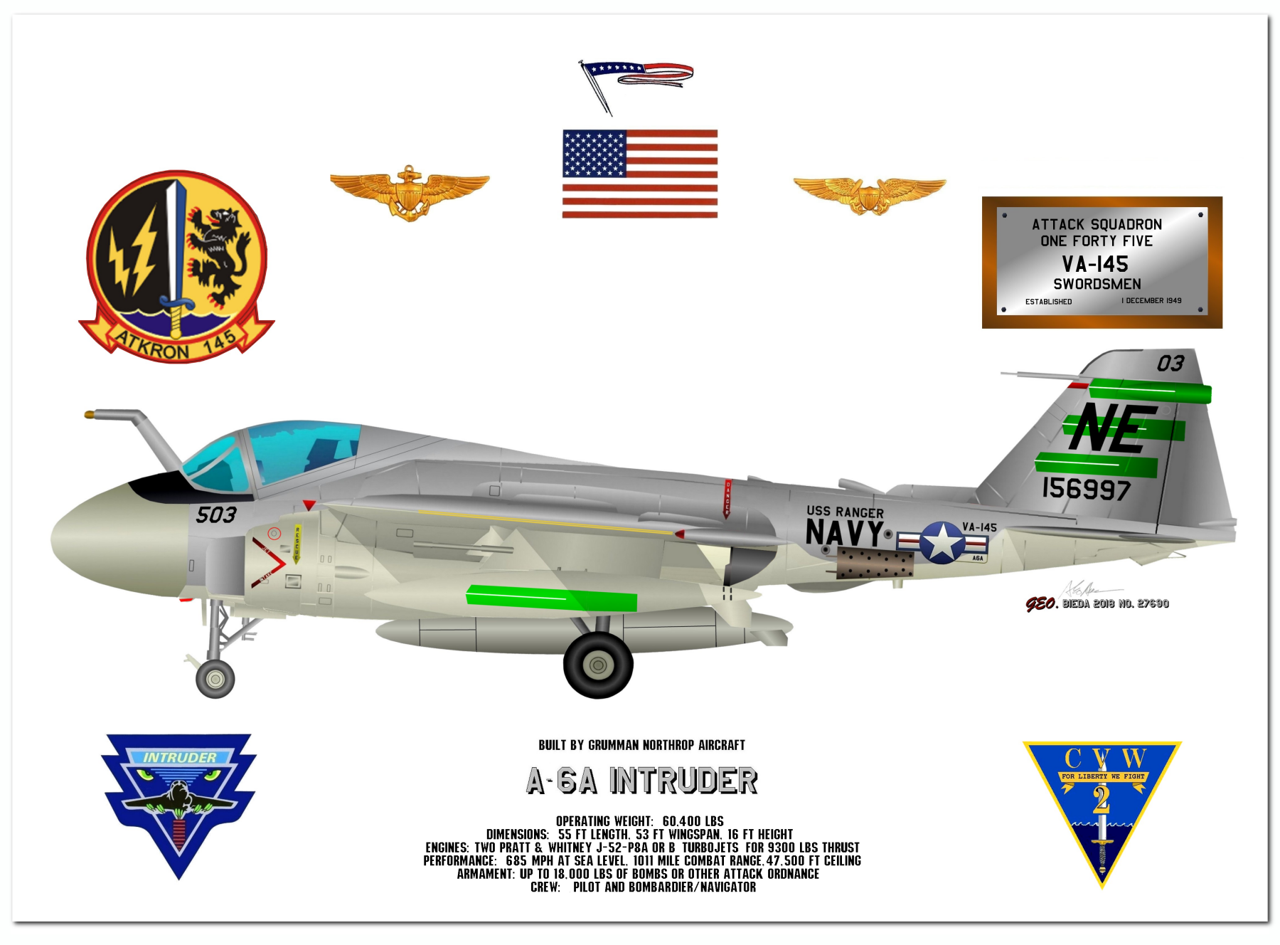 A-6 Intruder Profile Drawings by George Bieda 