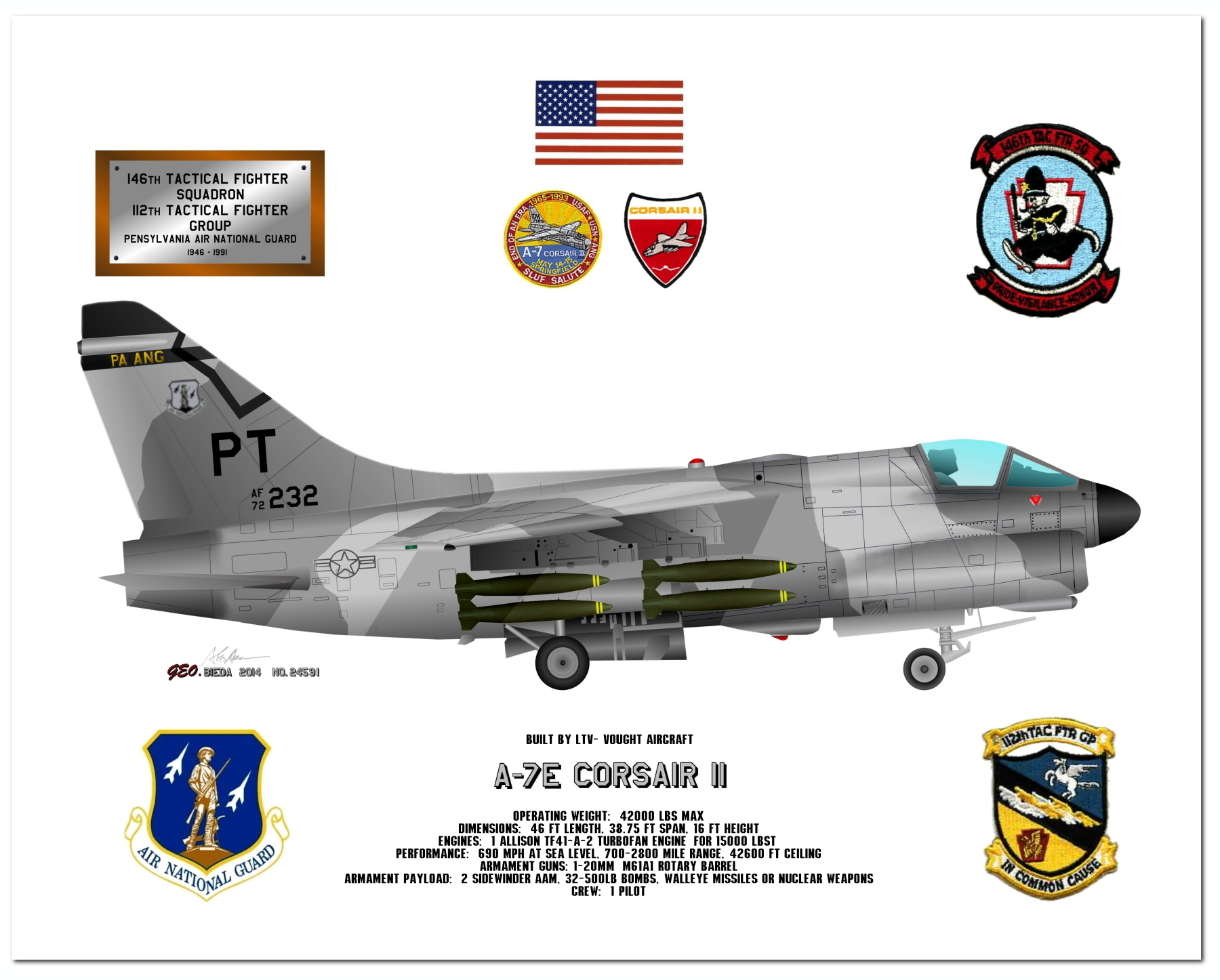 A-7 Corsair II Profile Drawings by George Bieda 