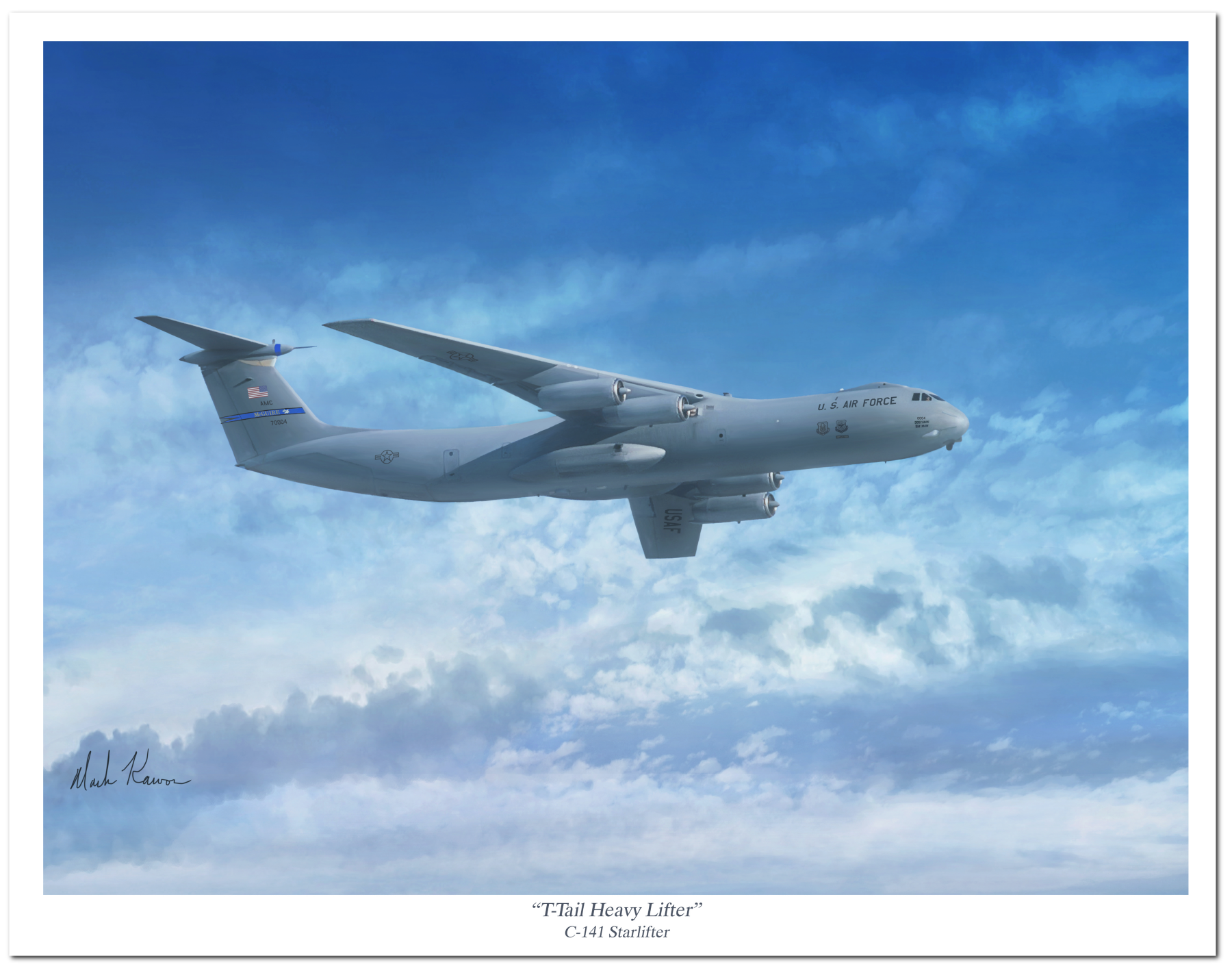 "T-Tail Heavy Lifter" by Mark Karvon, featuring the C-141B Starlifter