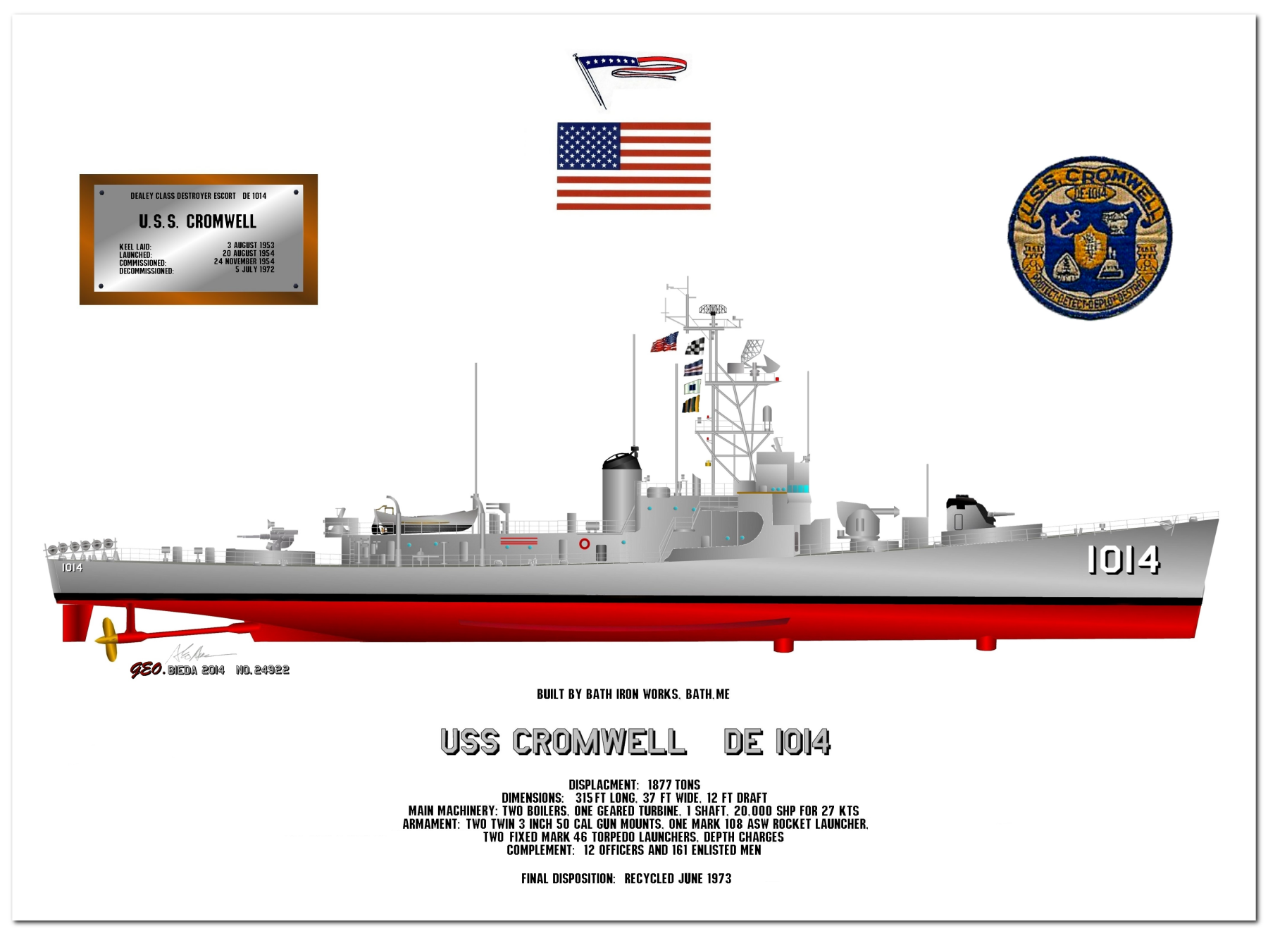 Dealey Class Destroyer Escort Profile Drawings by George Bieda