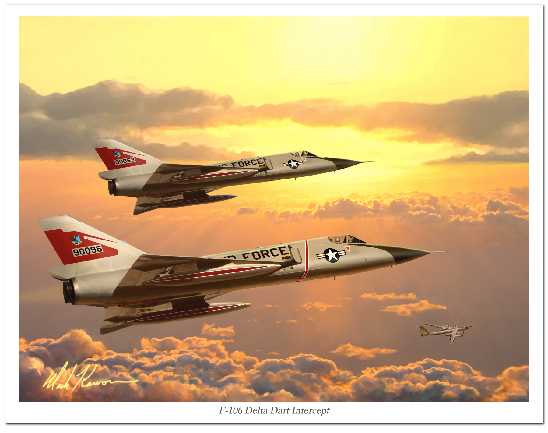 "F-106 Delta Dart Intercept" by Mark Karvon, featuring the USAF F-16 Delta Dart