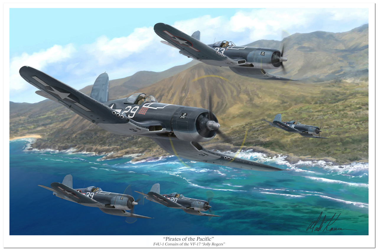 "Pirates of the Pacific" by Mark Karvon, F4U-1 Corsairs of the VF-17 Jolly Rogers