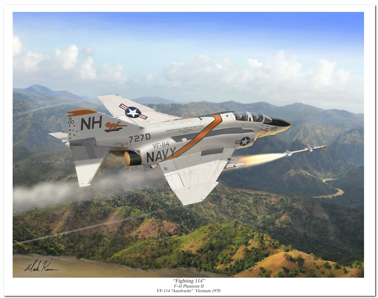 "Fighting 114" by Mark Karvon, featuring an F-4J Phantom II of the VF 114 Aardvarks