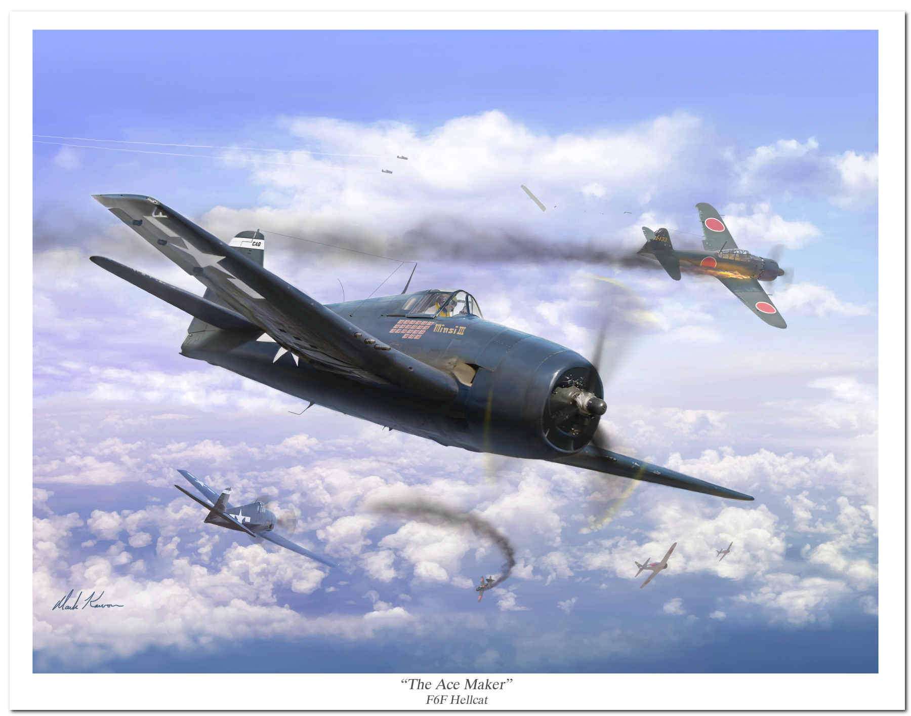 "The Ace Maker" by Mark Karvon, featuring the Grumman F6F Hellcat
