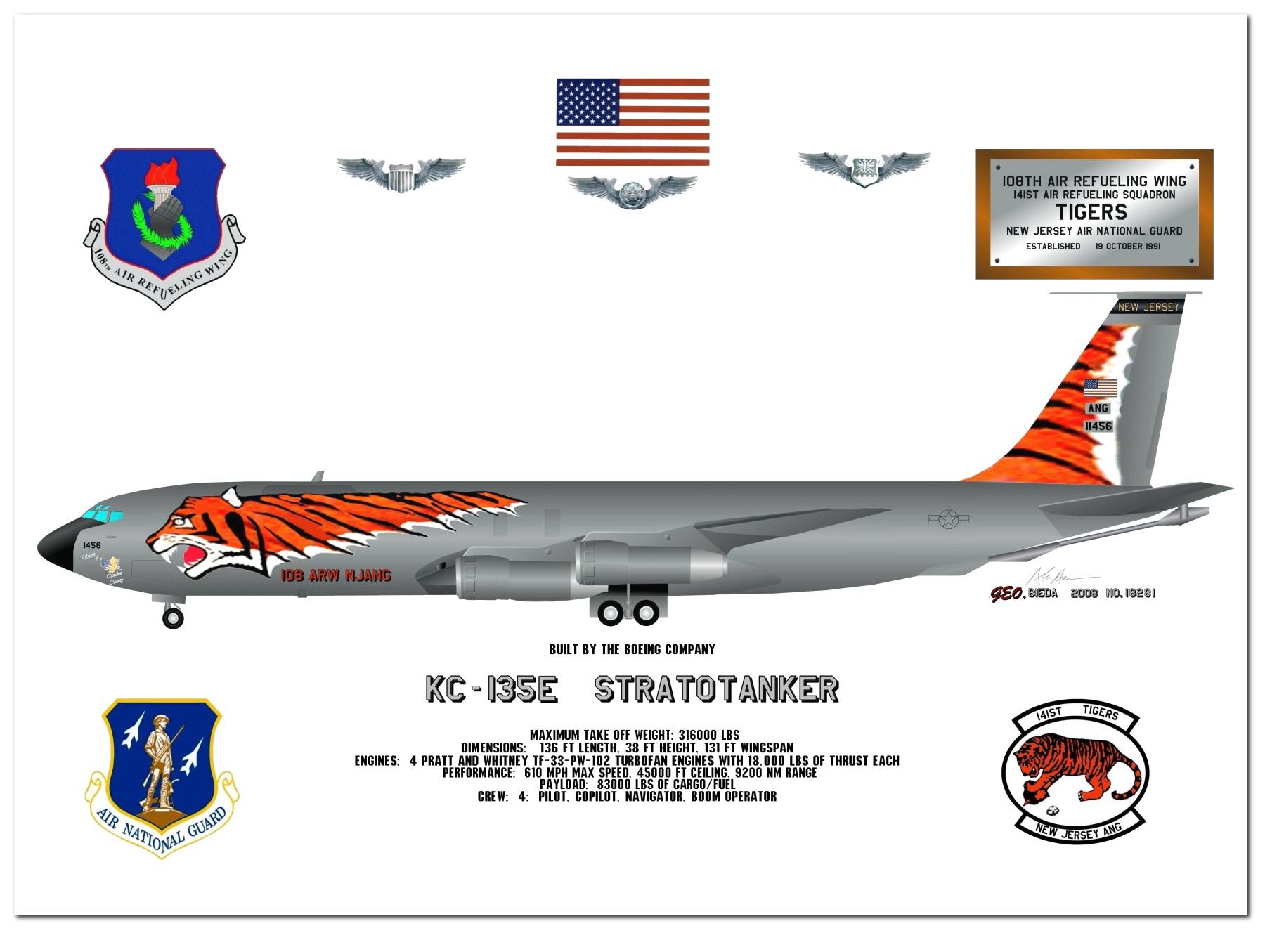 KC-135 Sratotanker Profile Drawings by George Bieda