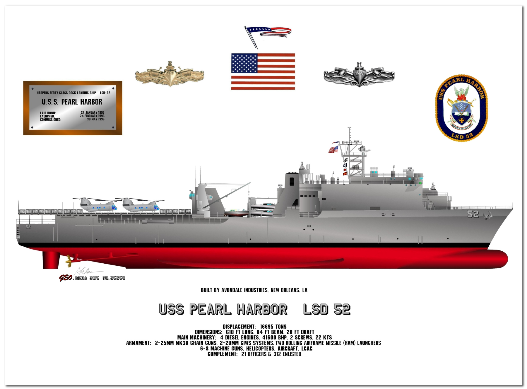 Harper's Ferry Class Dock Landing Ship (LSD) Profile Drawings by George Bieda