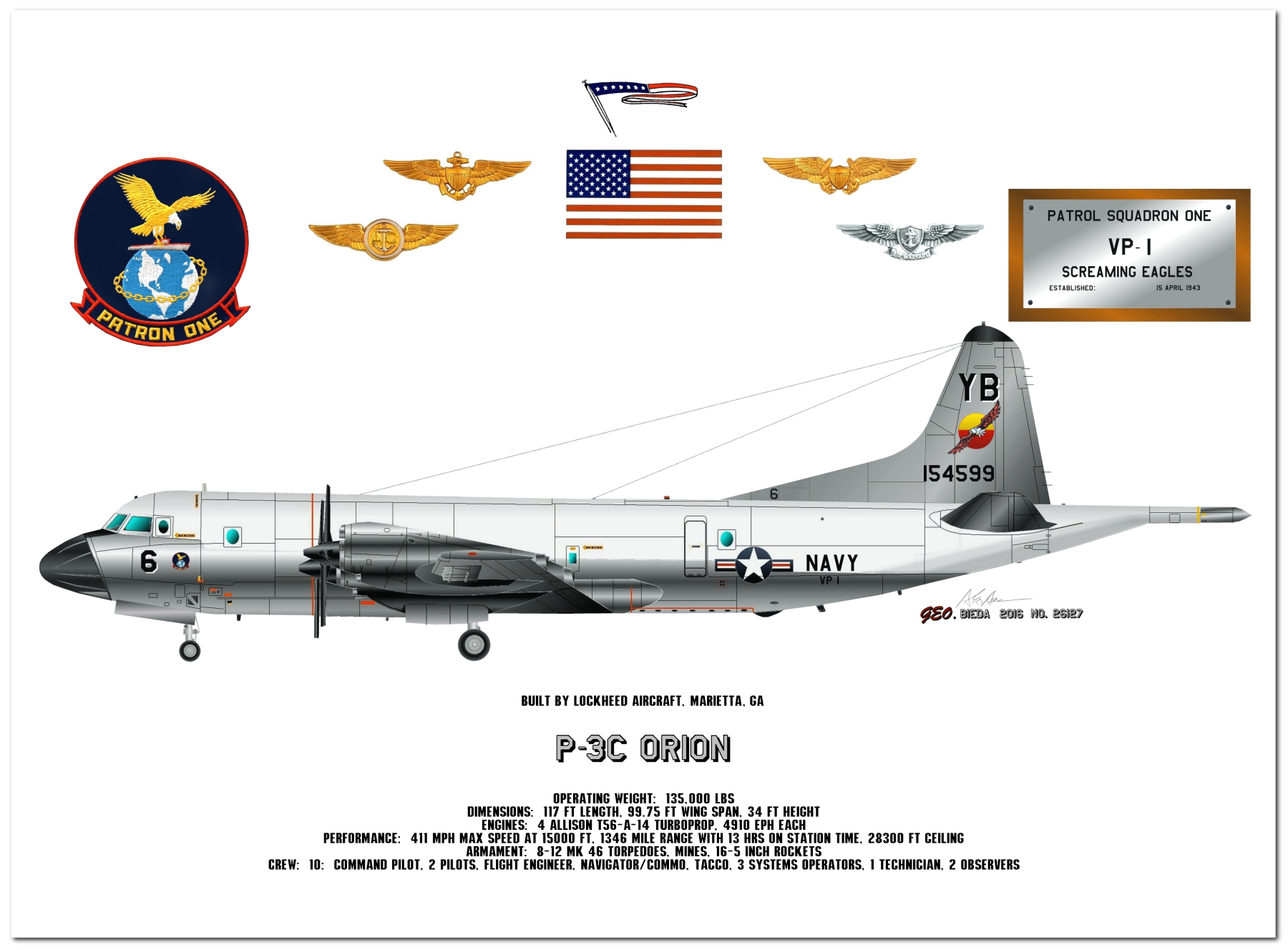 P-3 Orion Profile Drawings by George Bieda